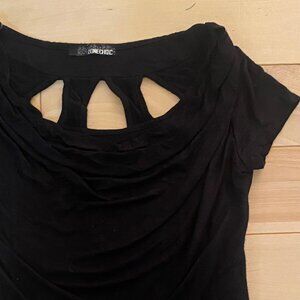 Vintage Y2K Zone Choc going-out top, black with cut-outs, size S